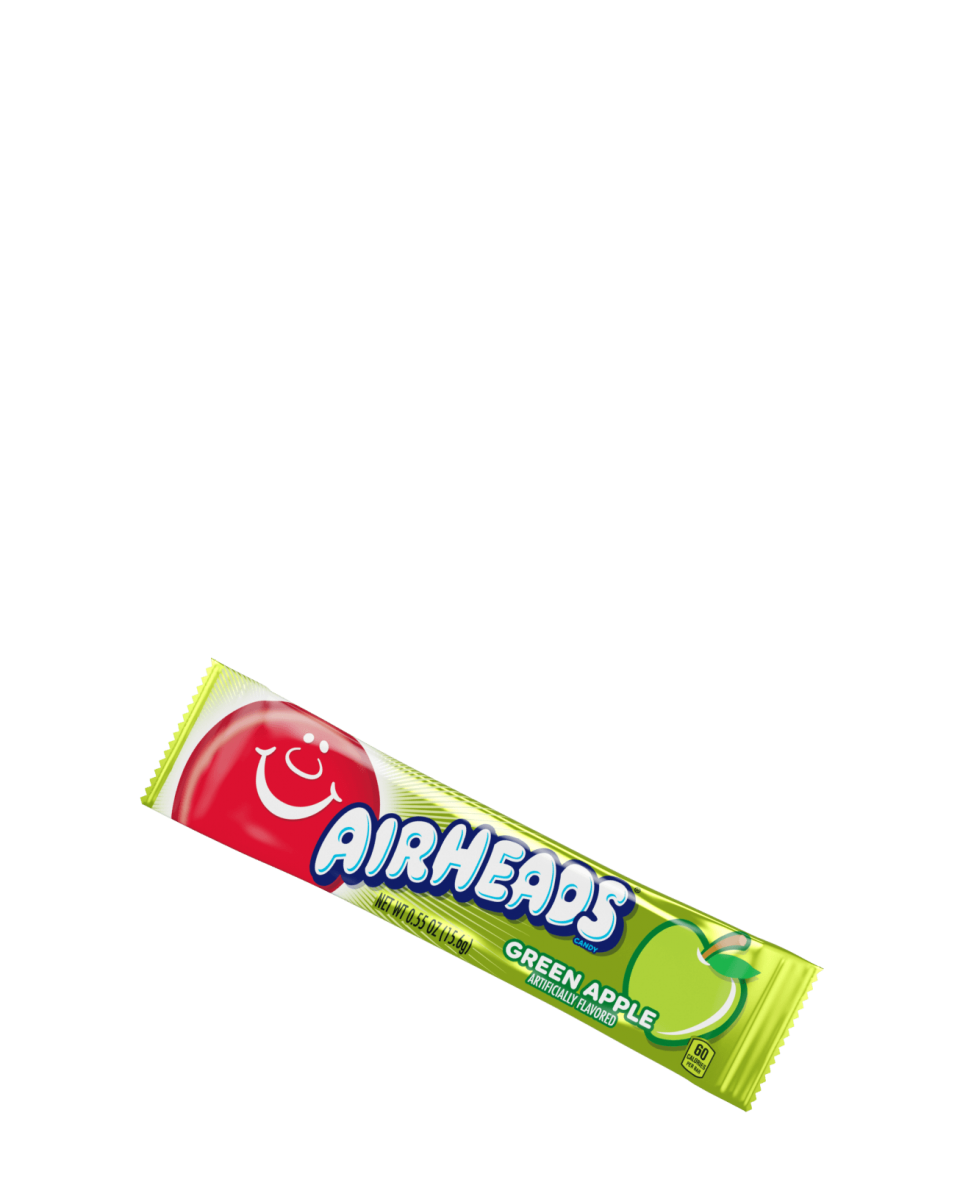 A package of a Green Apple flavored Airheads Bar.