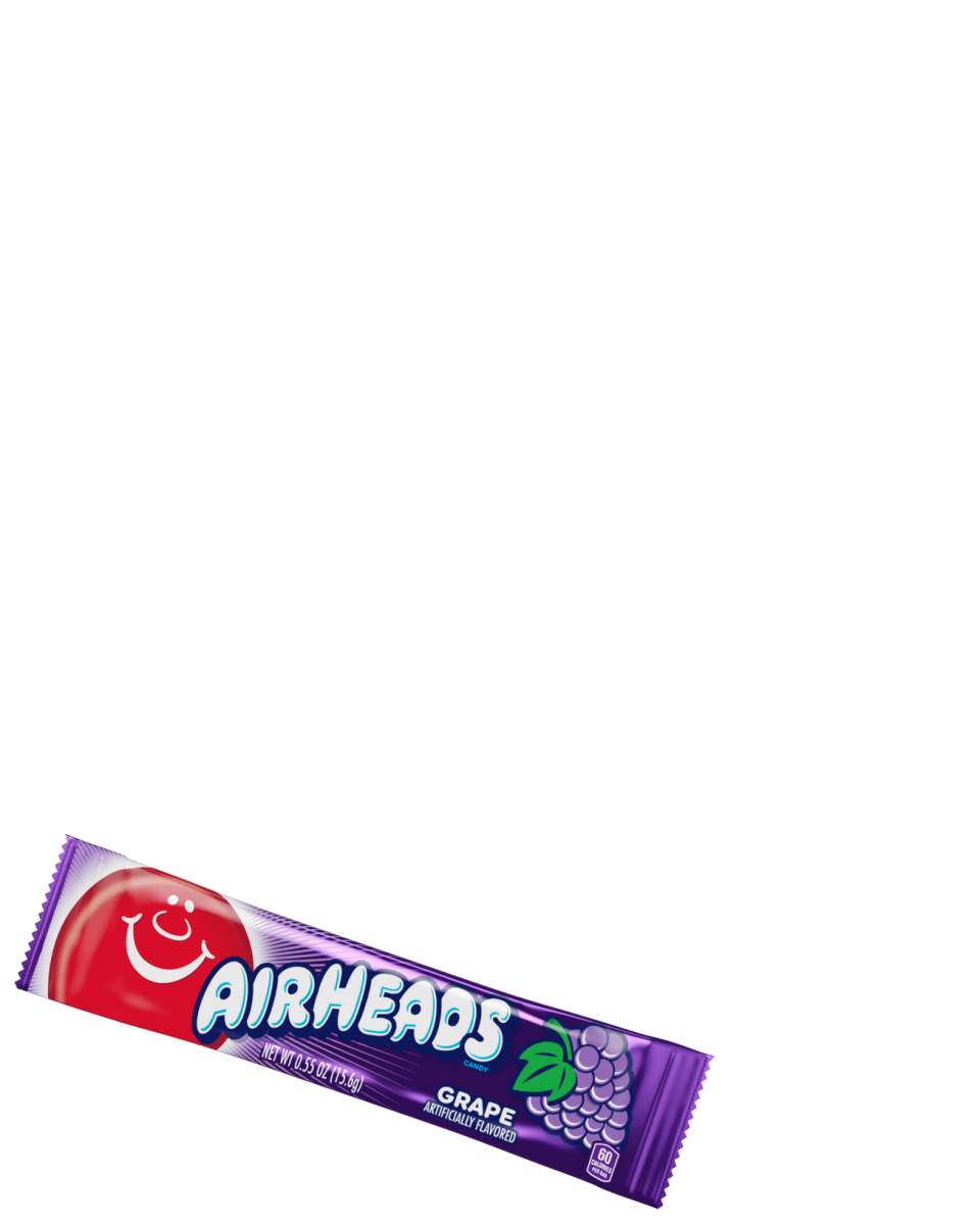 A package of a Grape flavored Airheads Bar.