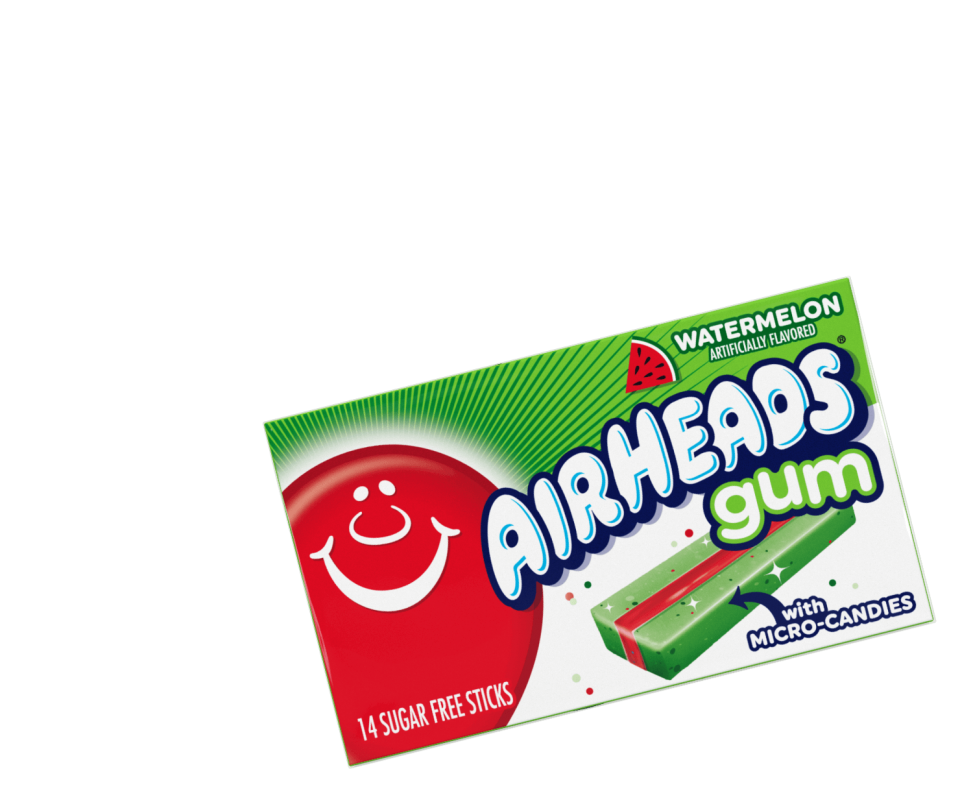 A package of Watermelon flavored Airheads Gum.