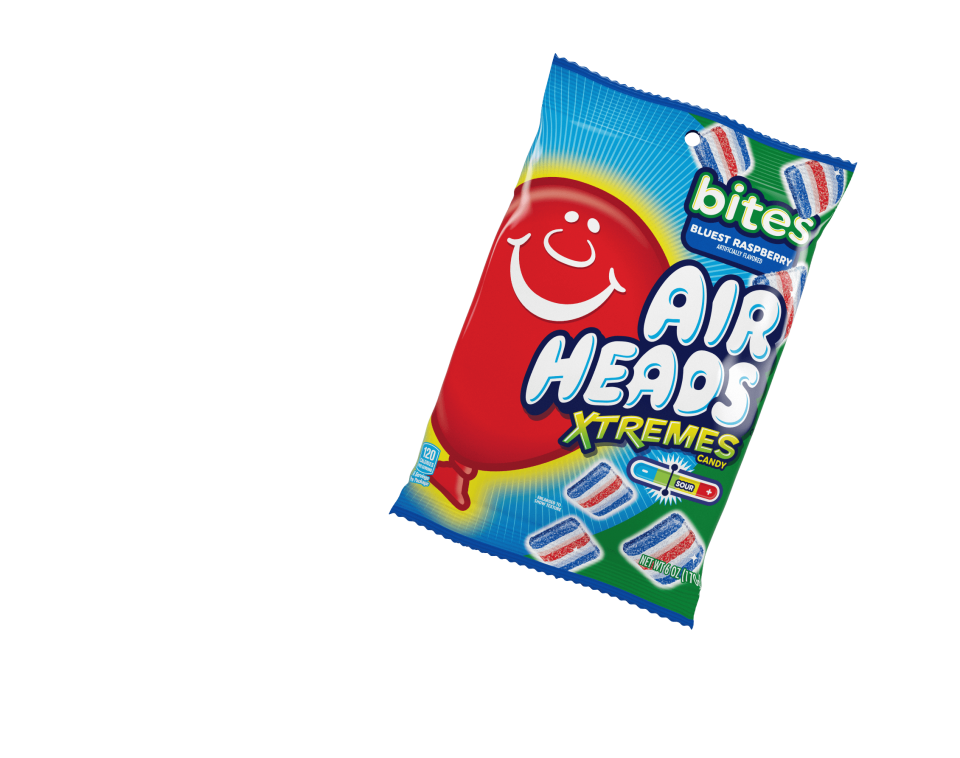 A package of Bluest Raspberry Airheads Xtremes Bites.